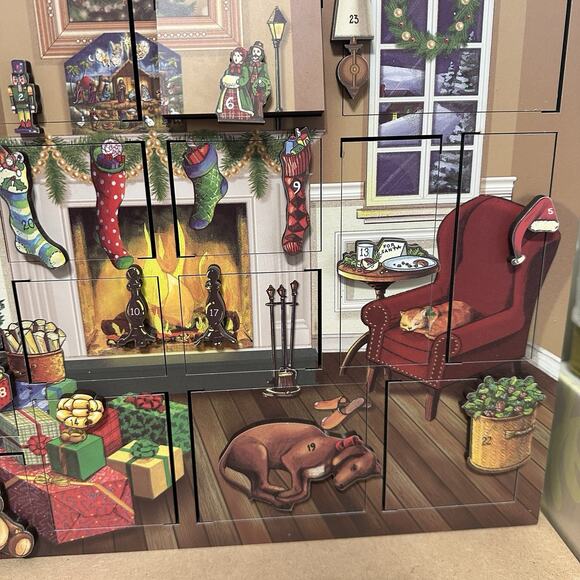 Byers Choice Ltd Traditions Fireside Wooden Advent Calendar 2003 Christmas - Picture 5 of 11